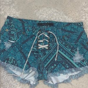 Billabong lace up denim shorts